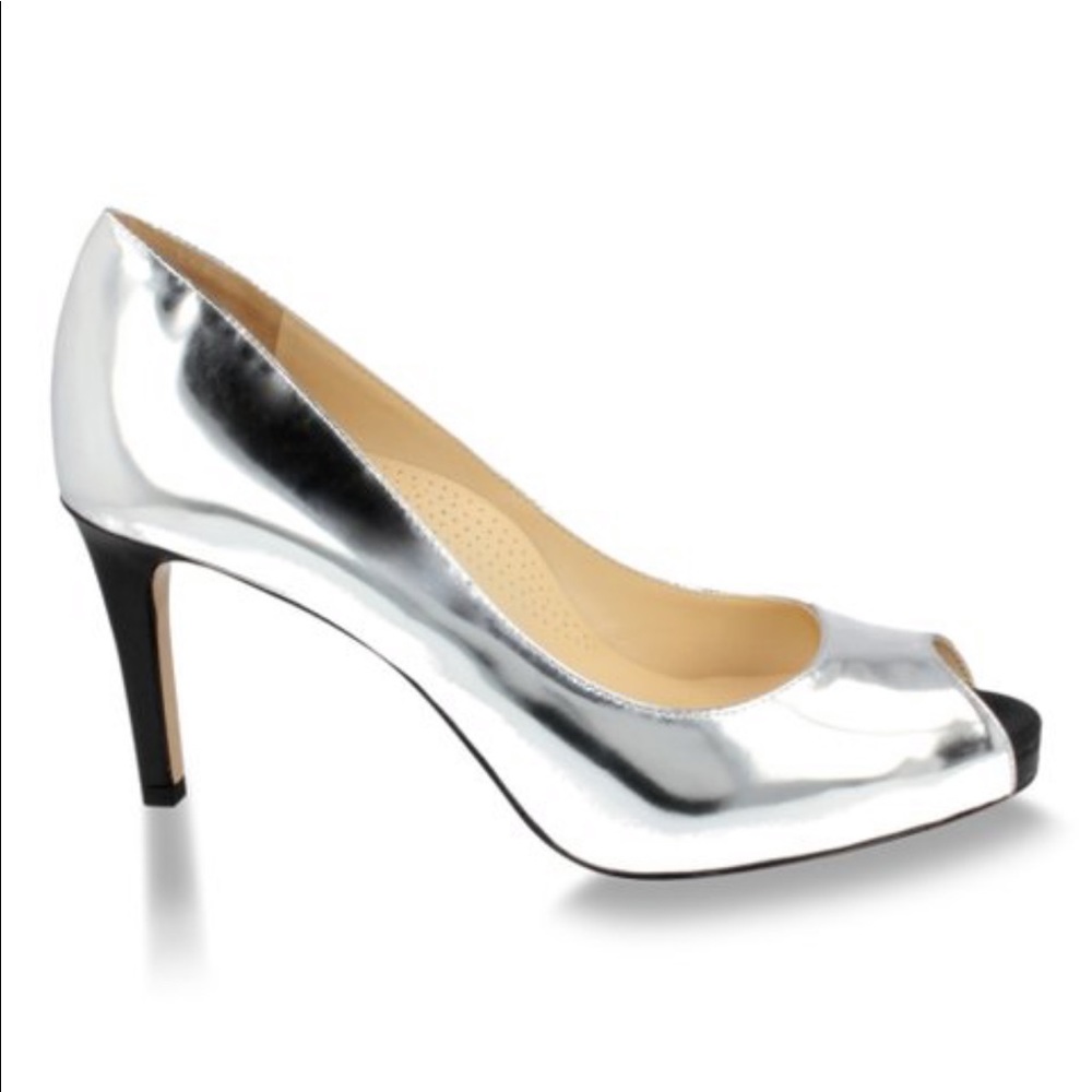 Ukies Angelina Mirrored Silver Nappa Leather Pumps - Picture 7 of 8